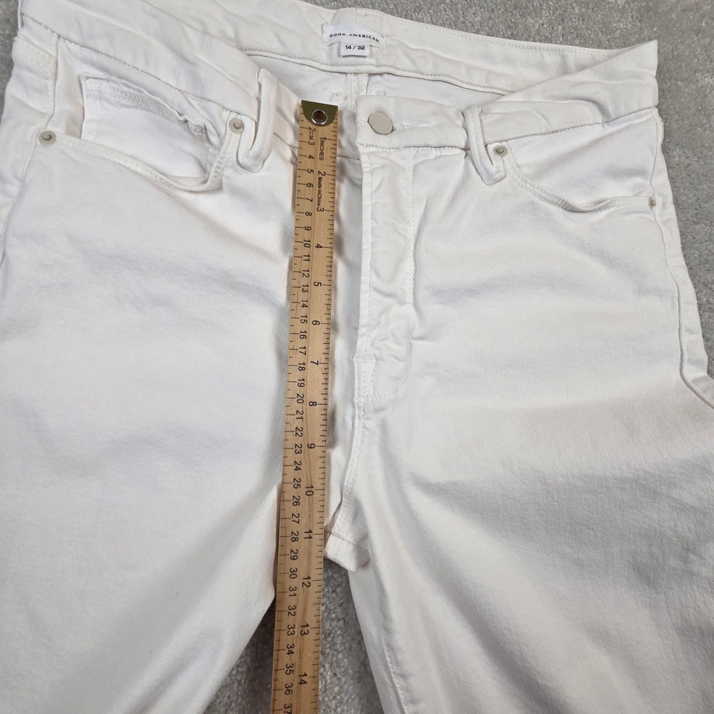 Good American Good Classic Boot Jeans Cloud White High Rise Size 14/32 GCLB046T - Picture 7 of 9